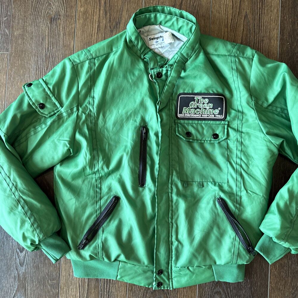 Vintage Swingster Made In The USA Nylon Jacket; Green Machine Yard Tools; Sz M